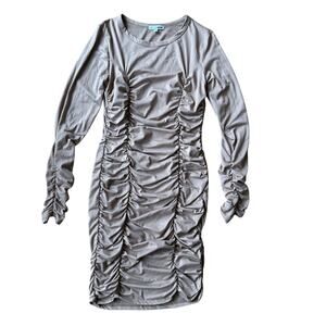 FashionNova Brown Ruched Long Sleeve Bodycon Mini Dress Size M Sexy Party